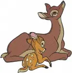 Bambi With Mother Deer And Forest Friends Thumper Flower Woodland Family - Filled Embroidery Design - 777