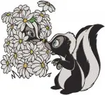 Bambi Flower The Skunk Charming Poses Sitting And With Paws Up Collection - Filled Embroidery Design - 786