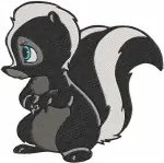 Bambi Flower The Skunk Charming Poses Sitting And With Paws Up Collection - Filled Embroidery Design - 788