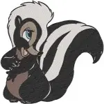 Bambi Flower The Skunk Charming Poses Sitting And With Paws Up Collection - Filled Embroidery Design - 789