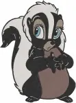 Bambi Flower The Shy Skunk Various Cute Expressions And Standing Poses Set - Filled Embroidery Design - 791