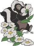 Bambi Flower The Skunk Amidst Daisies And Colorful Spring Flowers Clip - Filled Embroidery Design - 795
