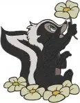 Bambi Flower The Skunk With Butterflies And Floral Wreaths Charming Poses - Filled Embroidery Design - 800