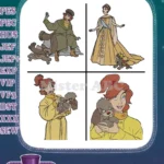 Disney Families Jim Dear Darling Lady Tramp Pups Belle Adam Beauty Beast - Filled Embroidery Design - Instant Download