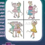 Disney Classic Animation Mice Ballerinas Group Dance Solo Poses Graceful Animals - Filled Embroidery Design - Instant Download