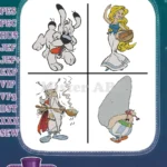 Asterix Obelix Dogmatix Menhir Boar Roman Soldier Gaulish Adventures Comic Collection - Filled Embroidery Design - Instant Download