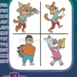 Famous Coon Animals Chip Dale Flower Thumper Bambi Sonic The Hedgehog - Filled Embroidery Design - Instant Download