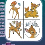 Disney Bambi Young Fawn Butterfly Birds Forest Friends Innocent Deer Life Set - Filled Embroidery Design - Instant Download