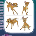 Disney Bambi Young Fawn Deer Classic Poses Standing Walking Forest Animal - Filled Embroidery Design - Instant Download