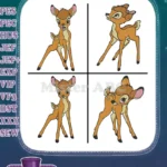 Disney Bambi Young Fawn Deer Alert Standing Looking Poses Innocent Creature - Filled Embroidery Design - Instant Download