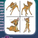 Disney Bambi Young Fawn Interacting Pair Lying Down Standing Deer Poses - Filled Embroidery Design - Instant Download