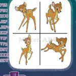 Disney Bambi Young Fawn Action Poses Running Jumping Stled Playful Deer Collection - Filled Embroidery Design - Instant Download
