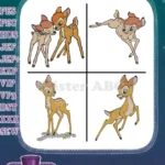 Bambi Adorable Young Fawn Character Poses Standing Walking And Looking Back - Filled Embroidery Design - Instant Download