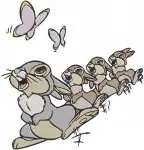 Bambi Thumper With His Bunny Sisters Family Portraits And Group Character - Filled Embroidery Design - 839