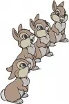 Bambi Thumper With His Bunny Sisters Family Portraits And Group Character - Filled Embroidery Design - 840