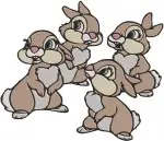 Bambi Thumper With His Bunny Sisters Family Portraits And Group Character - Filled Embroidery Design - 841
