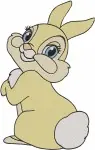 Bambi Miss Bunny Or Thumpers Sister With Easter Eggs And Flowers Spring Theme - Filled Embroidery Design - 846