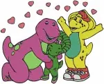 Barney And Friends Barney Baby Bop Bj Hugging And With Hes Group Shots - Filled Embroidery Design - 851