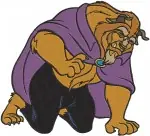 Disney Beauty Beast The Beast Sitting Pensive In Purple Cloak Enchanted Prince Designs - Filled Embroidery Design - 878