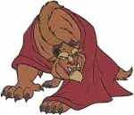 Disney Beauty Beast The Beast Princely Attire Red Cloak Powerful Stance - Filled Embroidery Design - 883