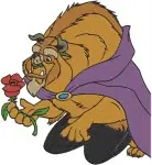 Disney Beauty Beast The Beast With Enchanted Rose Royal Cloak Various Poses - Filled Embroidery Design - 897