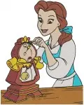 Disney Beauty Beast Belle Mrs Potts Chip Reading Stories Tea Time Friends - Filled Embroidery Design - 902