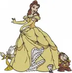 Disney Beauty Beast Belle Beast Lumiere Cogsworth Dining Mirror Enchanted Castle Designs - Filled Embroidery Design - 904