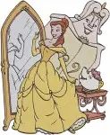 Disney Beauty Beast Belle Beast Lumiere Cogsworth Dining Mirror Enchanted Castle Designs - Filled Embroidery Design - 907