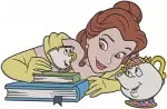 Disney Beauty Beast Belle With Chip Reading Book Resting Quiet Moments Bundle - Filled Embroidery Design - 914