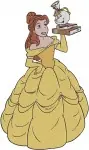 Disney Beauty Beast Belle Yellow Gown With Chip Tea Cup Princess Poses Set - Filled Embroidery Design - 918
