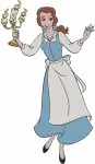 Disney Beauty Beast Belle Blue Dress Dark Cloak With Lumiere Candle Holder - Filled Embroidery Design - 929