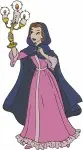 Disney Beauty Beast Belle Blue Dress Dark Cloak With Lumiere Candle Holder - Filled Embroidery Design - 931
