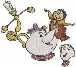 Disney Beauty Beast Belle Lumiere Cogsworth Mrs Potts Chip Enchanted Friends Bundle - Filled Embroidery Design - 941