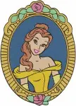 Disney Beauty Beast Belle Village Girl With Books Portrait Frame Close Up Set - Filled Embroidery Design - 943
