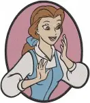 Disney Beauty Beast Belle Village Girl With Books Portrait Frame Close Up Set - Filled Embroidery Design - 944