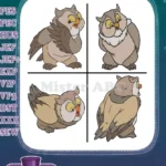 Bambi Friend Owl The Wise Old Owl Of The Forest Various Perched Poses Set - Filled Embroidery Design - Instant Download