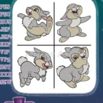 Bambi Thumper The Rabbit Iconic Foot Thumping And Other Expressive Poses - Filled Embroidery Design - Instant Download
