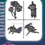 Dc Comics Batman The Animated Series Dark Knight Action Poses Cape Flying Bundle - Filled Embroidery Design - Instant Download