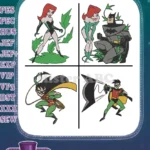 Dc Comics Batman Poison Ivy Robin The Boy Wonder Dynamic Duo Team Up Collection - Filled Embroidery Design - Instant Download
