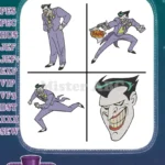 Dc Comics Batman Joker Clown Prince Of Crime Manic Laugh Bang Gun Poses - Filled Embroidery Design - Instant Download