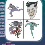 Dc Comics Batman Villains Joker Harley Quinn Catwoman Gotham Rogues Trio - Filled Embroidery Design - Instant Download