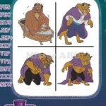 Disney Beauty Beast The Beast Sitting Pensive In Purple Cloak Enchanted Prince Designs - Filled Embroidery Design - Instant Download