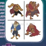 Disney Beauty Beast The Beast Princely Attire Red Cloak Powerful Stance - Filled Embroidery Design - Instant Download