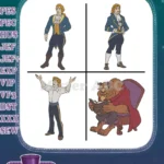 Disney Beauty Beast Prince Adam Human Form The Beast In Cloak Transformation Collection - Filled Embroidery Design - Instant Download