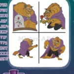 Disney Beauty Beast The Beast With Enchanted Rose Royal Cloak Various Poses - Filled Embroidery Design - Instant Download