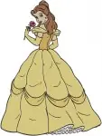 Beauty And The Beast Belle Iconic Yellow Ballgown Various Elegant Standing Poses - Filled Embroidery Design - 1006