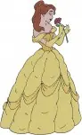 Beauty And The Beast Belle Iconic Yellow Ballgown Various Elegant Standing Poses - Filled Embroidery Design - 1007