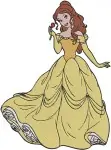 Beauty And The Beast Belle Iconic Yellow Ballgown Various Elegant Standing Poses - Filled Embroidery Design - 1008