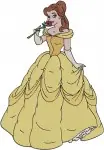 Beauty And The Beast Belle Iconic Yellow Ballgown Various Elegant Standing Poses - Filled Embroidery Design - 1009