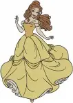 Beauty And The Beast Belle In Her Stunning Yellow Ballgown Various Graceful Poses - Filled Embroidery Design - 1034